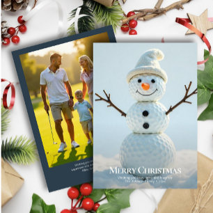 Christmas Golf Ball Snowman ・ Family Foto Navy Feiertagskarte