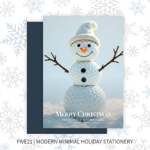 Christmas Golf Ball Snowman - Navy Blue Feiertagskarte