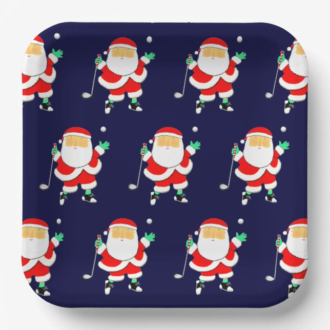 Christmas Golf Holiday Party Paper Plates Pappteller (Vorderseite)