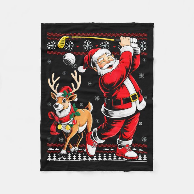 Christmas Golf Santa Golfer Christmas Pajama Reind Fleecedecke (Vorderseite)