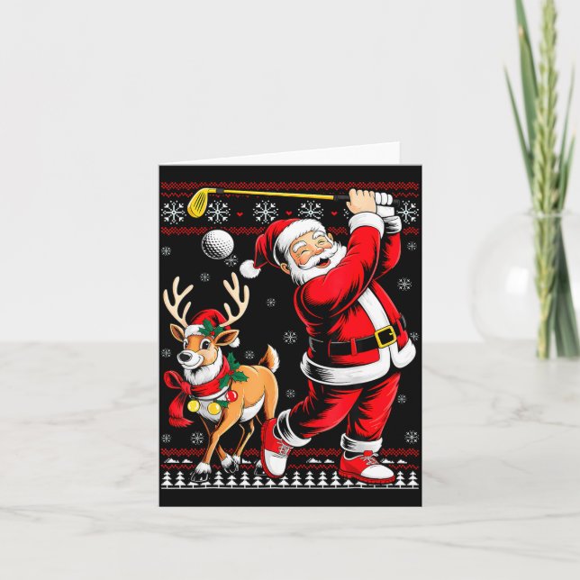 Christmas Golf Santa Golfer Christmas Pajama Reind Karte (Vorderseite)