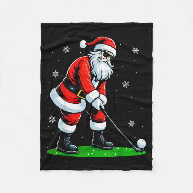 Christmas Golf Santa Golfer Xmas Funny Christmas G Fleecedecke (Vorderseite)