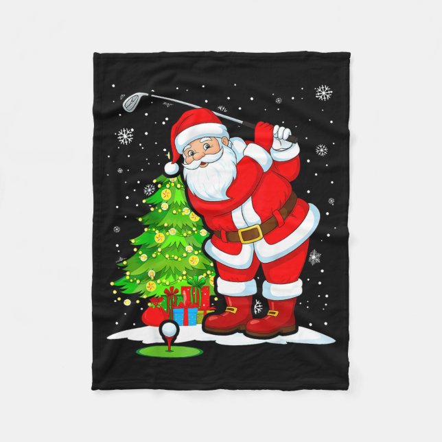 Christmas Golf Santa Golfer Xmas Funny Christmas G Fleecedecke (Vorderseite)