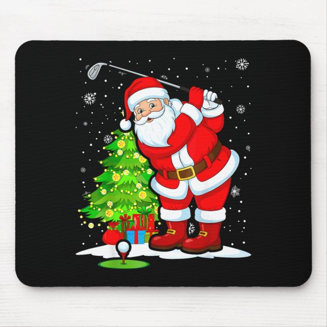 Christmas Golf Santa Golfer Xmas Funny Christmas G Mousepad (Vorne)