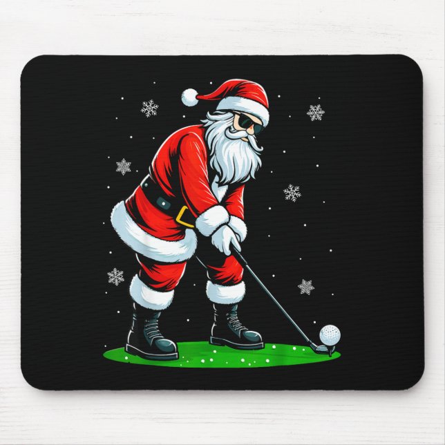 Christmas Golf Santa Golfer Xmas Funny Christmas G Mousepad (Vorne)