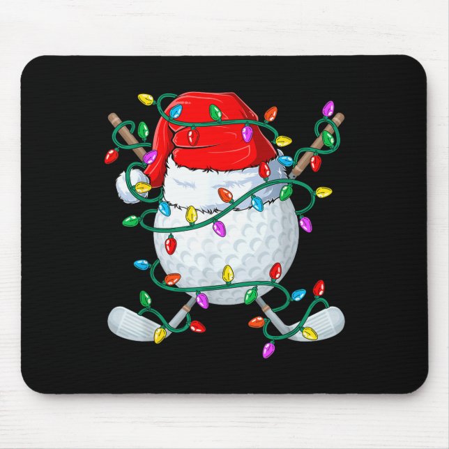 Christmas Golf Xmas Santa Srts Hat Golfer Golfing  Mousepad (Vorne)