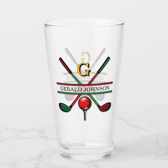 Christmas Golfer Monogram Design Glas (Vorderseite)