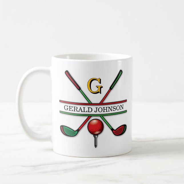 Christmas Golfer Monogram Design Kaffeetasse (Links)