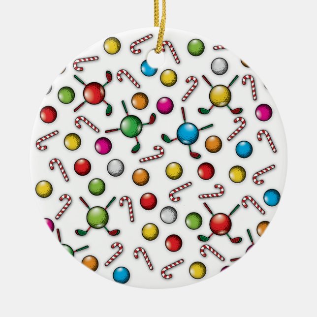 Christmas Golfer Monogram Design Keramik Ornament (Vorne)