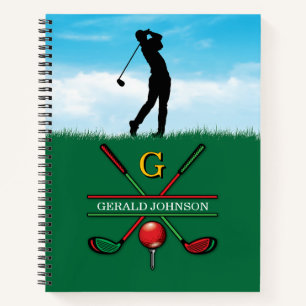 Christmas Golfer Monogram Design Notizbuch