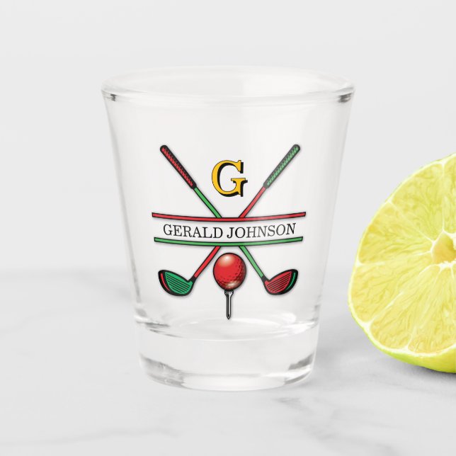 Christmas Golfer Monogram Design Schnapsglas (Vorderseite)