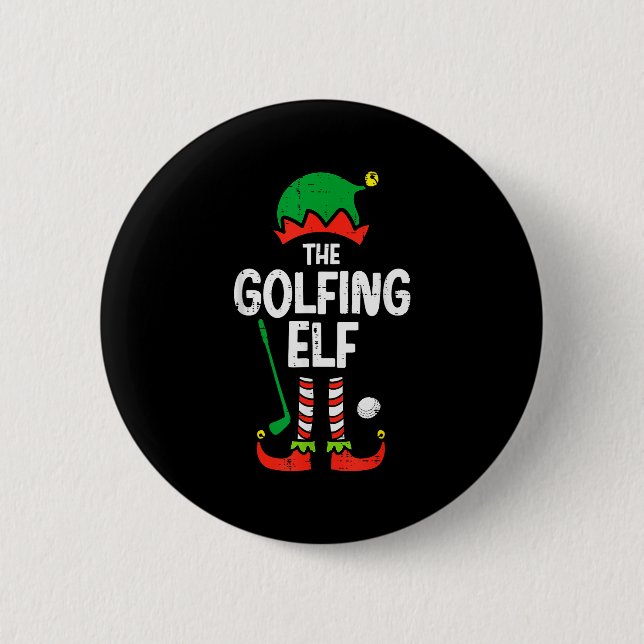 Christmas Golfing Elf Xmas Golf Family Match Golfe Button (Vorderseite)