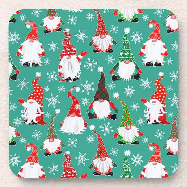 Christmas Gonk gemustert Getränkeuntersetzer (Vorderseite)