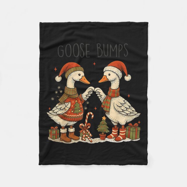 Christmas Goose Bumps Funny Santa Goose Couple  Fleecedecke (Vorderseite)