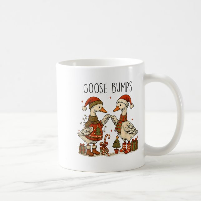 Christmas Goose Bumps Funny Santa Goose Couple  Kaffeetasse (Rechts)