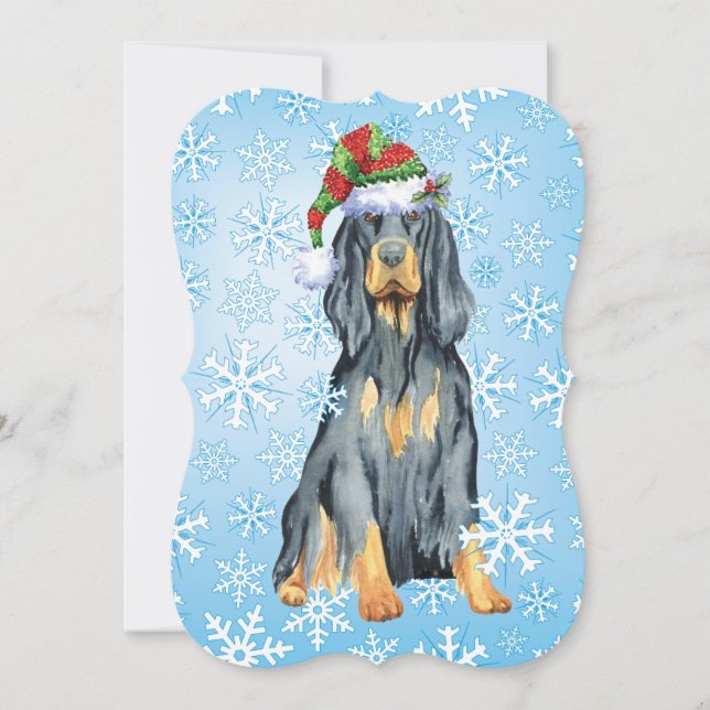 Christmas Gordon Setter Feiertagskarte (Vorderseite)