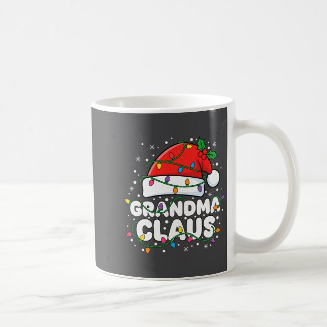 Christmas Grandma Claus Santa Hat Christmas Lights Kaffeetasse (Rechts)