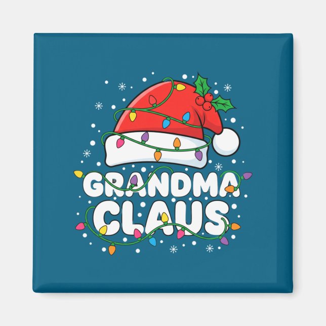 Christmas Grandma Claus Santa Hat Christmas Lights Magnet (Vorne)