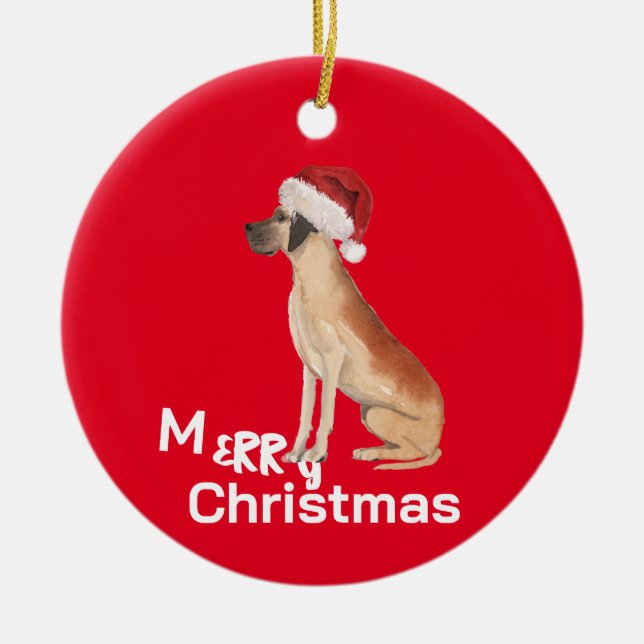 Christmas Great Dane Hund Merry Gruß Keramik Ornament (Vorne)