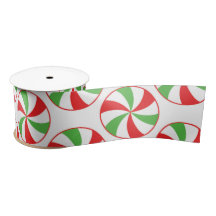 Christmas Green and Red Candy Cane Gift Ribbon