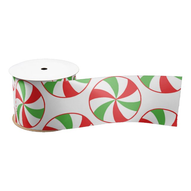 Christmas Green and Red Candy Cane Gift Ribbon Satinband (Spule)