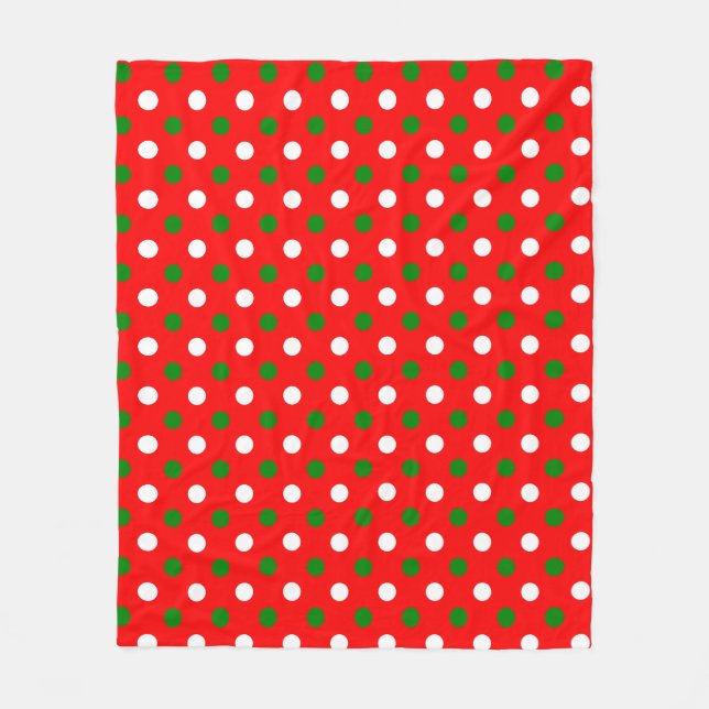 Christmas - Green and White Polka Dots Pattern   Fleecedecke (Vorderseite)