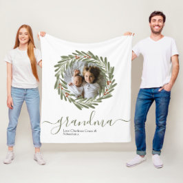 Christmas Green Berry Wreath Foto Personalisiert Fleecedecke