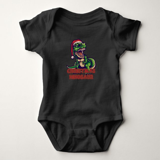 Christmas Green Dinosaurier | Dinosaurier-Design Baby Strampler (Vorderseite)