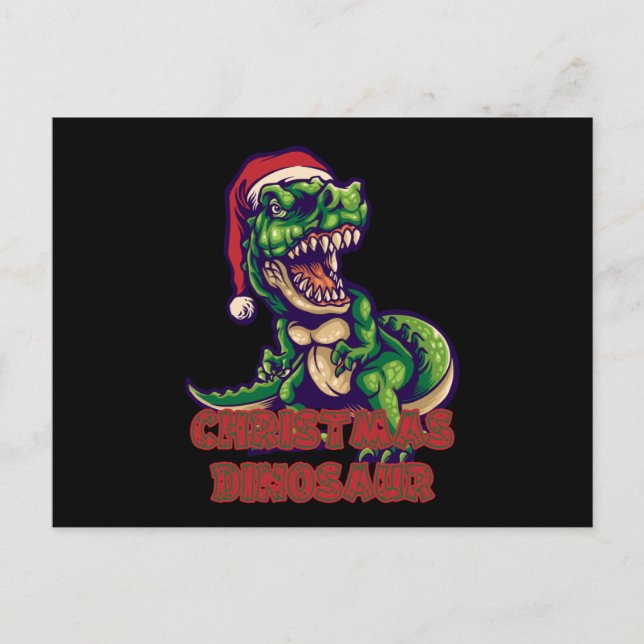 Christmas Green Dinosaurier | Dinosaurier-Design Postkarte (Vorderseite)