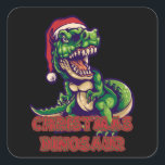 Christmas Green Dinosaurier | Dinosaurier-Design Quadratischer Aufkleber<br><div class="desc">Wärmen Sie mit einem heißen Getränk auf und setzen Sie eines unserer Weihnachtsdinosaurier-Designs auf,  um Ihr Lieblingsmämmer aus Ihrer Jugend zu zeigen. Die Freuden der Welt sind deine!</div>