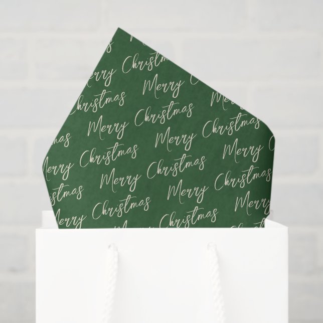 Christmas Green Elegant Script Seidenpapier (Geschenktüte)