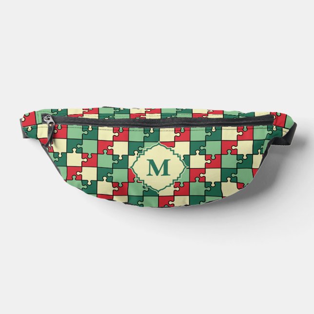 Christmas Green Geometry Puzzle Piece Muster Bauchtasche (Ablage )