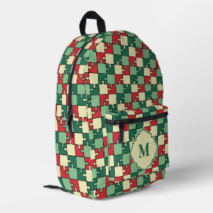Christmas Green Geometry Puzzle Piece Muster Bedruckter Rucksack