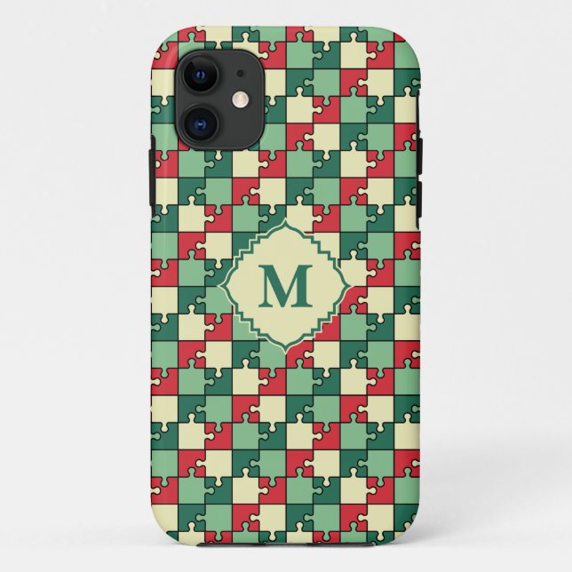 Christmas Green Geometry Puzzle Piece Muster Case-Mate iPhone Hülle (Rückseite)