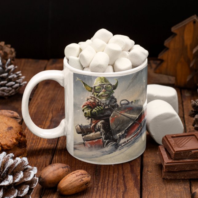 Christmas Green Goblin #5 beim Fahren mit einem Sc Kaffeetasse (Christmas Grinch #5 riding a snowmobile Coffee Mug
)