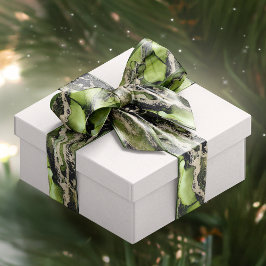 Christmas Green Gold Abstrakt Satinband