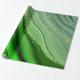CHRISTMAS GREEN & GOLD ABSTRAKTE WIRBEL GESCHENKPAPIER