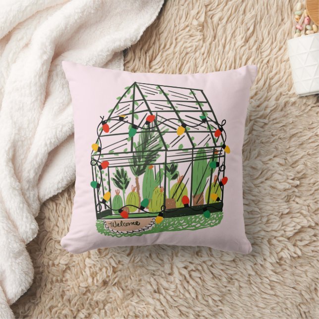 Christmas Green House Botanical Cactus Plants  Kissen (Decke)