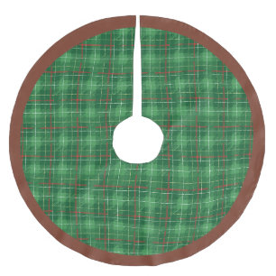 Christmas Green Kariert Polyester Weihnachtsbaumdecke