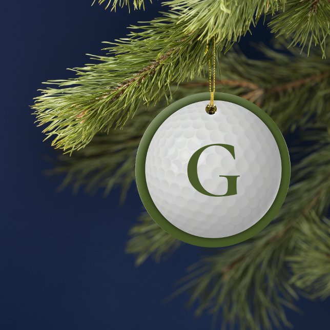 Christmas Green Monogram Golf Ball Keramik Ornament (Von Creator hochgeladen)