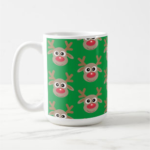 Christmas Green Niedlich Rentier Cartoon Pattern Kaffeetasse