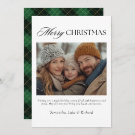 Christmas Green Plaid Family Photo Holiday Card Feiertagskarte