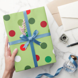 Christmas Green Rainbow Polka Dots Wrapping Paper Geschenkpapier