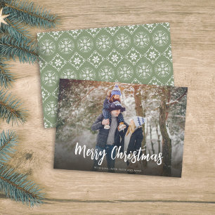 Christmas Green Snowflake Einfaches festliches 1 F Feiertagskarte