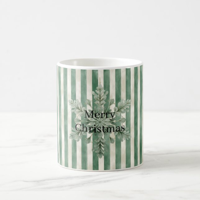 Christmas Green Stripes Snowflake Kaffeetasse (Mittel)