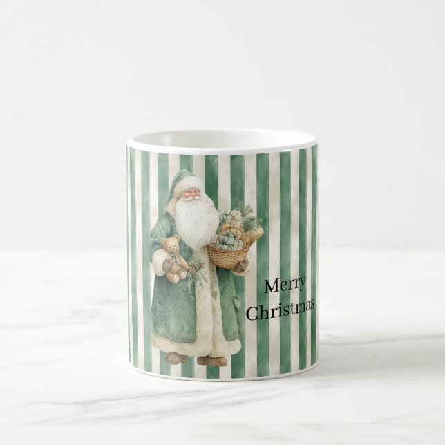 Christmas Green Stripes Teddy Bear Gifts Santa Kaffeetasse (Mittel)