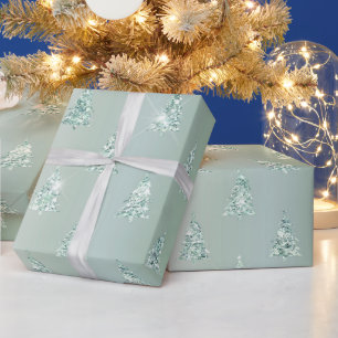 Christmas Green Trees Sparkle Geschenkpapier