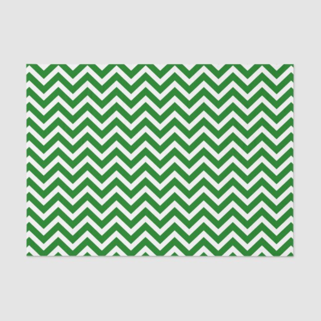 Christmas Green und White Zickzack ZigZag Seidenpapier (Vorderseite)