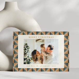 Christmas Green Vintag Art Deco Geometrisches Foto Feiertagskarte