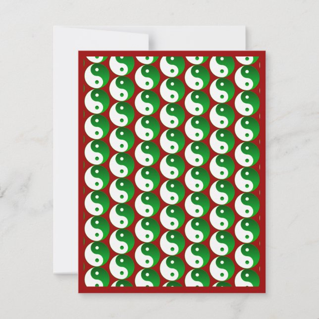 Christmas Green Yin & Yang Pattern Einladung (Vorderseite)